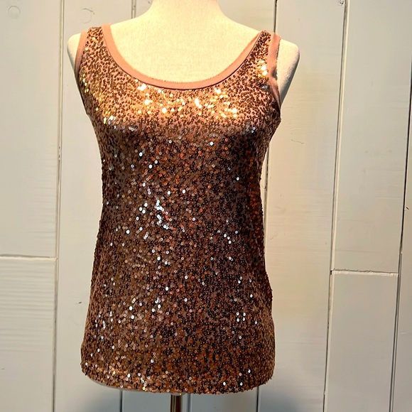 J.Crew Factory Rose Gold Sequined Tank Top size small - Picture 1 of 8